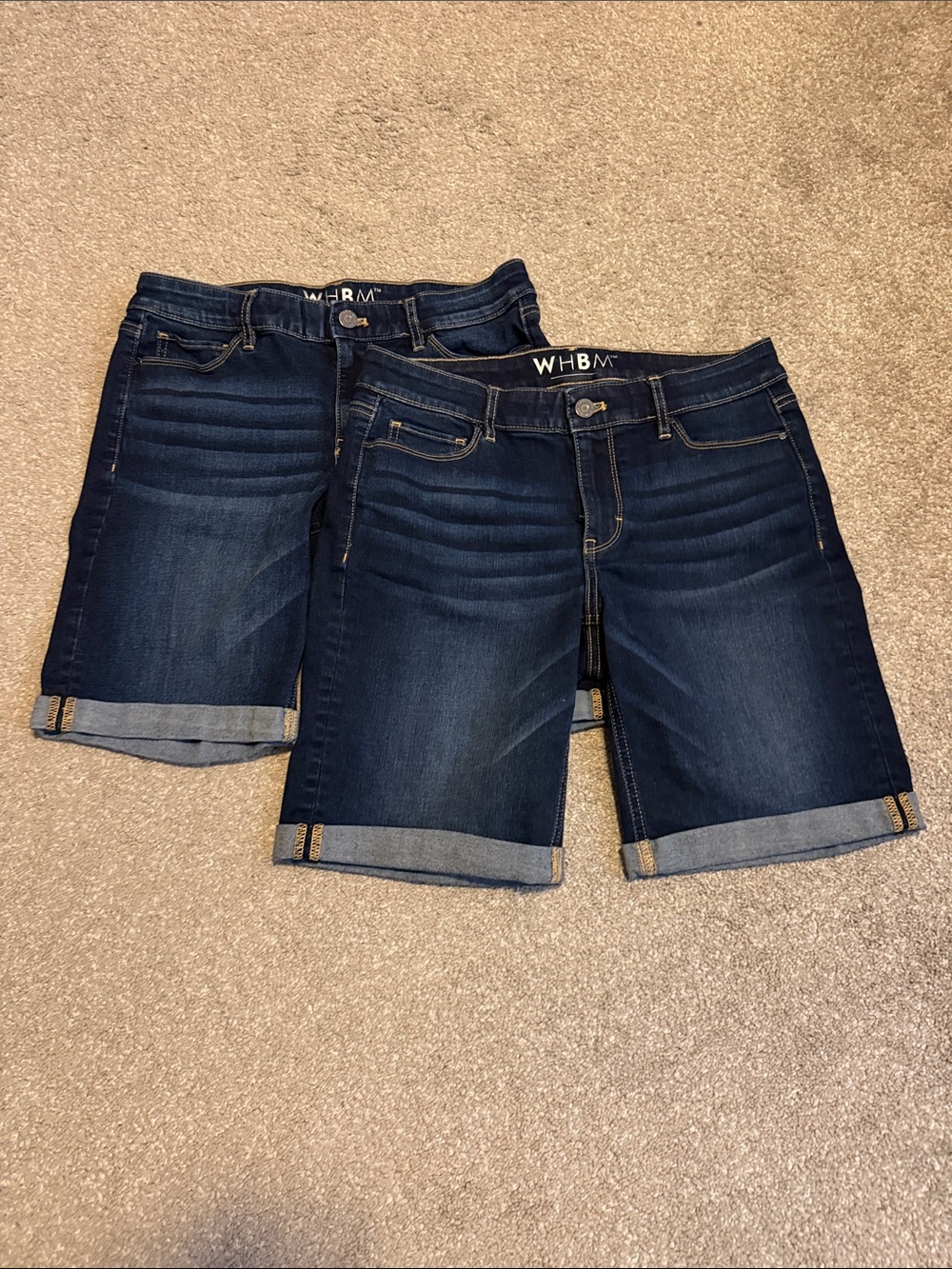 White House Black Market Womens Dark Indigo Cuffed Denim Shorts